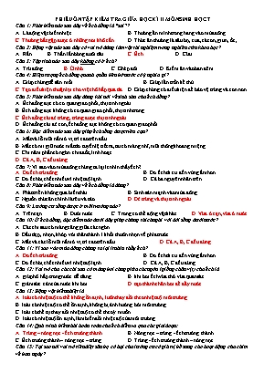 Đề ôn tập kiểm tra giữa học kì II môn Sinh học 7